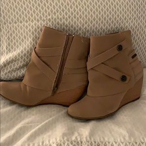 Tan suede booties